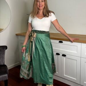 India Boutique Green A-Line Skirt